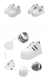 8cm Leather Flats Casual Dad Shoes Chunky Sneakers 2025 Women Platform Sports Shoes Ladies Skateboard Hidden Heels Shoes Tennis