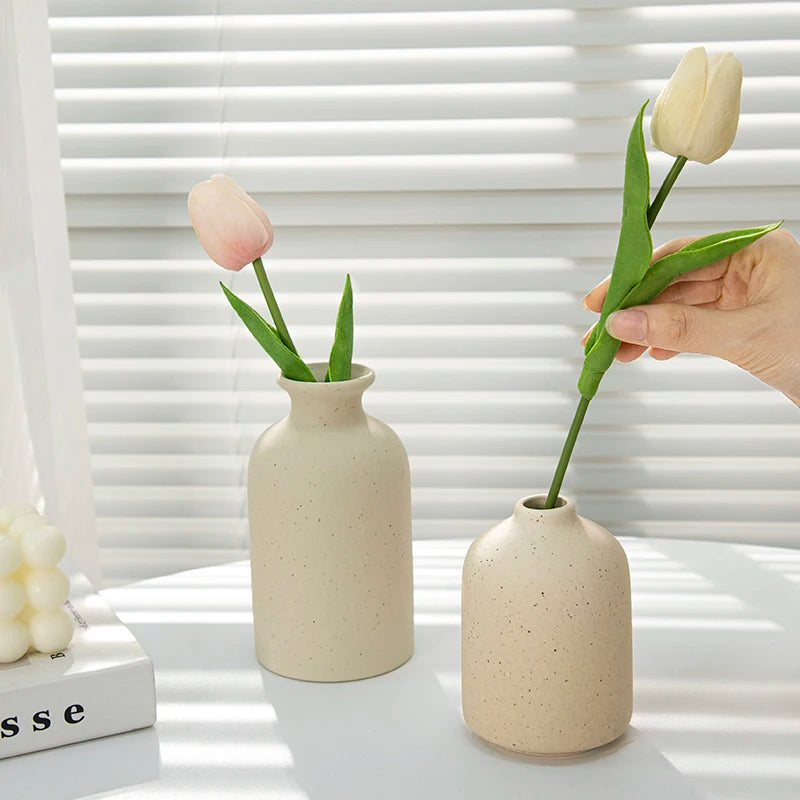 Ceramic Flower Vase Retro Table Decorative Vase Dried Flower Arrangement Pot Home Wedding Gifts Aesthetic Vase Desktop Ornament