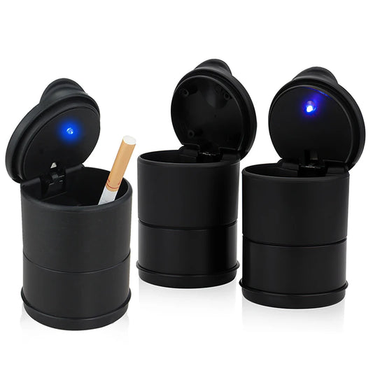 Portable Car Ashtray, One Touch Open with LED Automatic Indicator, Blue Light, Flame Retardant, Cigar Smoke Ash Tray, Car Accessories