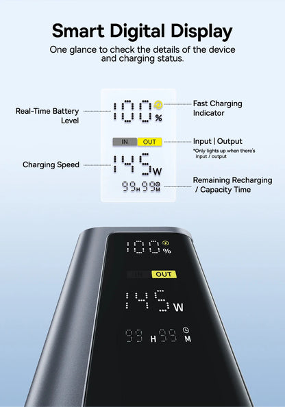 Baseus 145W Power Bank 20800mAh PD 100W Fast Charging with Smart Digital Display Portable External PowerBank for Laptop Phone 17