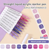 9pcs/Box MIX Color Acrylic Markers Set Kids Gift Art Rock Painting Pens Graffiti For Stone Glass Book Shoes DIY Craft Supplies