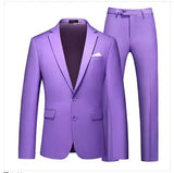 (Blazer and Pant) Men Formal Business Banquet Groom Wedding Suit 2Piece Large Size 6XL Pure Color Male Slim Fit Tuxedo Dress Set
