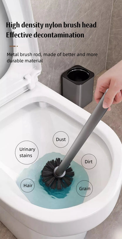 Escobillero de lujo con carcasa metálica, soporte para escobillero de pared, sin ángulo muerto, herramientas de limpieza para el hogar, accesorios de baño