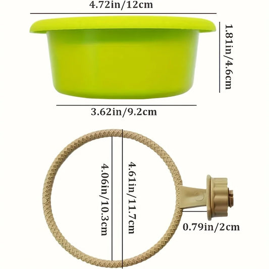 Small Bird Cage Bath Tub with Mounting Ring Bright Green Plastic Bowl for Parrot Canary Bathing Feeding 12cm Diameter