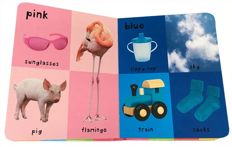 Montessori First 100 English Words Learning Cardboard Book Animals Colors Numbers Language Physical Picture Teaching Aids