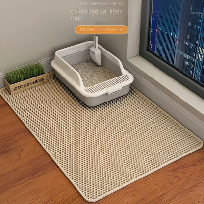 Alfombrilla para arena de gato de 90 x 60 cm, impermeable, de doble capa, para inodoro de mascotas, antideslizante, lavable y de arena.