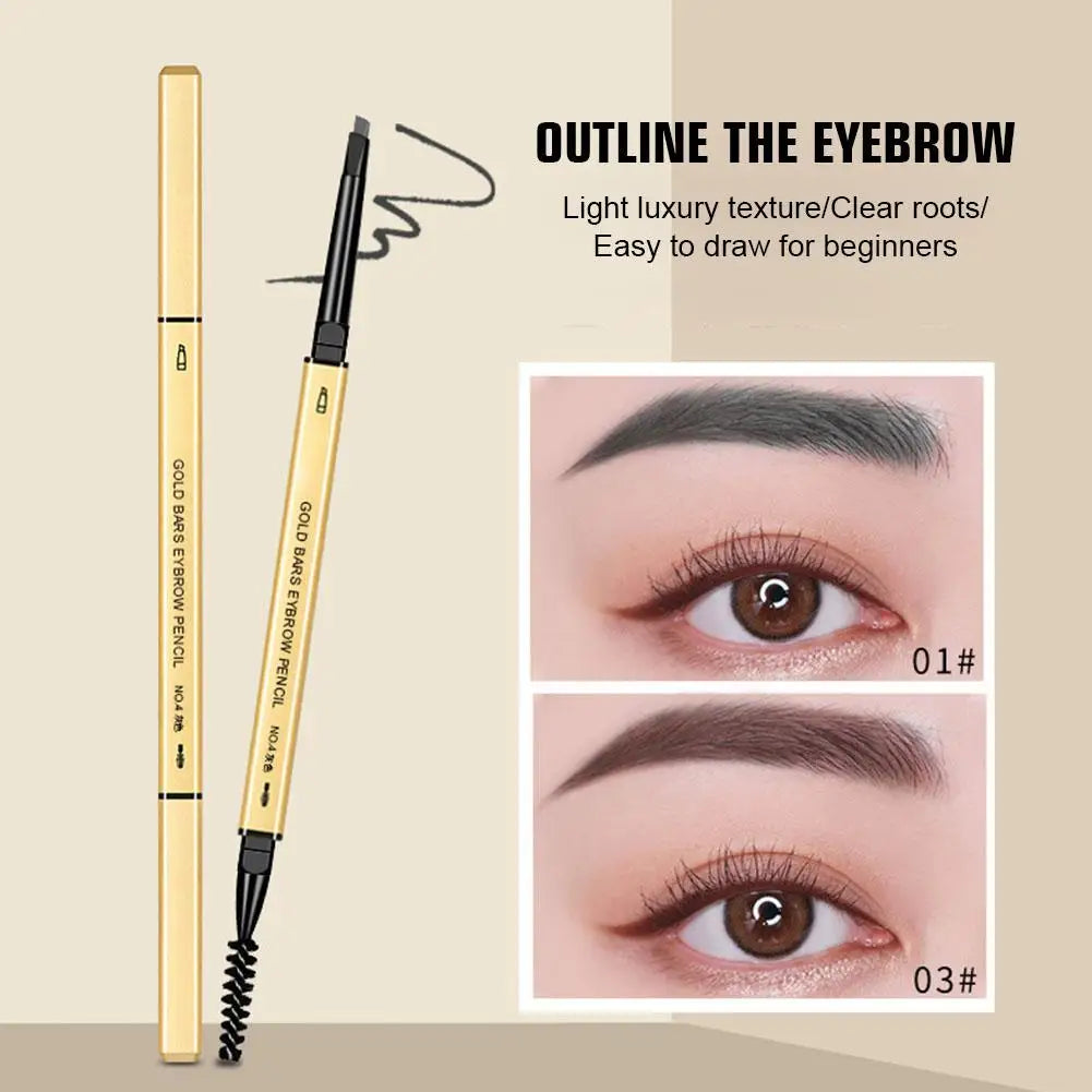 Natural Eyebrow Pencil 5 Colors Brown Double Head Long Lasting Waterproof Ultra Fine Eye Brow Pen Luxury Gold Cosmetic
