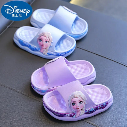 Sandalias y pantuflas de baño para interior con suela suave antideslizante de dibujos animados de la princesa Elsa de Disney Frozen para niña de verano