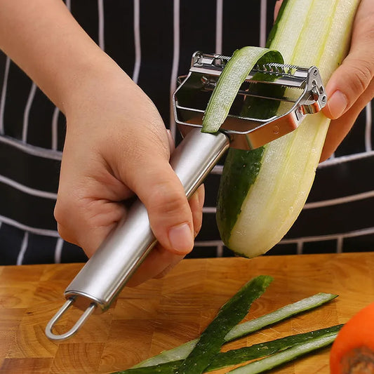 Pelador de cocina multifuncional, pelador de frutas y verduras, cortador de patatas duradero de acero inoxidable, triturador doméstico, pelador de zanahorias.