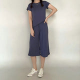 Plus size L to 6XL U-Neck Women's  Modal pant calf-length summer wide leg pants drawstring short pants casual homewear pants