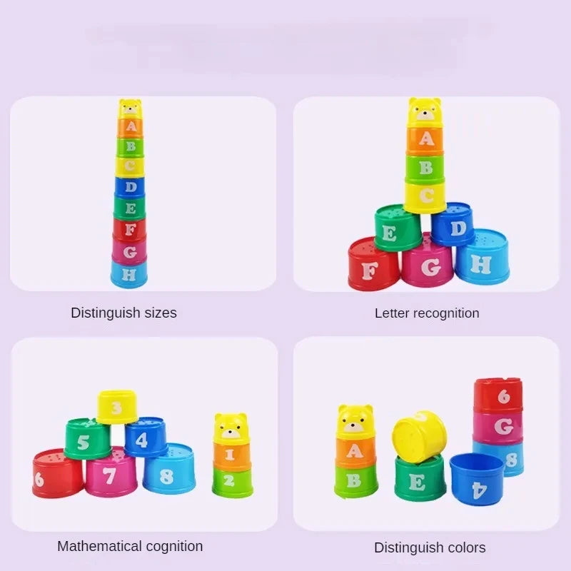 Competição de Dobrar Copos para Crianças: Jogo de Empilhar Copos para Bebês - Quebra-Cabeça Educativo, Trem e Tabuleiro - Brinquedo de Tabuleiro