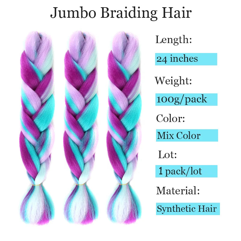 Lupu 24 "extensões de cabelo sintético longo ombre trança para mulheres preto roxo rosa azul loiro jumbo tranças suporte atacado