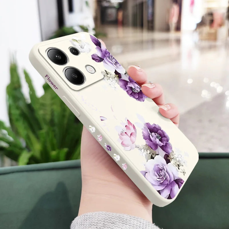Beautiful Peony Phone Case For Xiaomi Redmi Note 14 13 12 12S 11 11S 10 10S 9 9S Pro Plus 4G 5G Liquid Silicone Cover