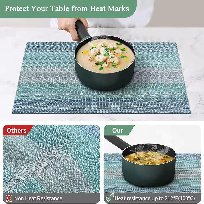 4pcs/set PVC Placemats Heat Insulation Dining Table Mat Waterproof Oil Proof Placemat Table Kitchen Home Party Hotel Accessories