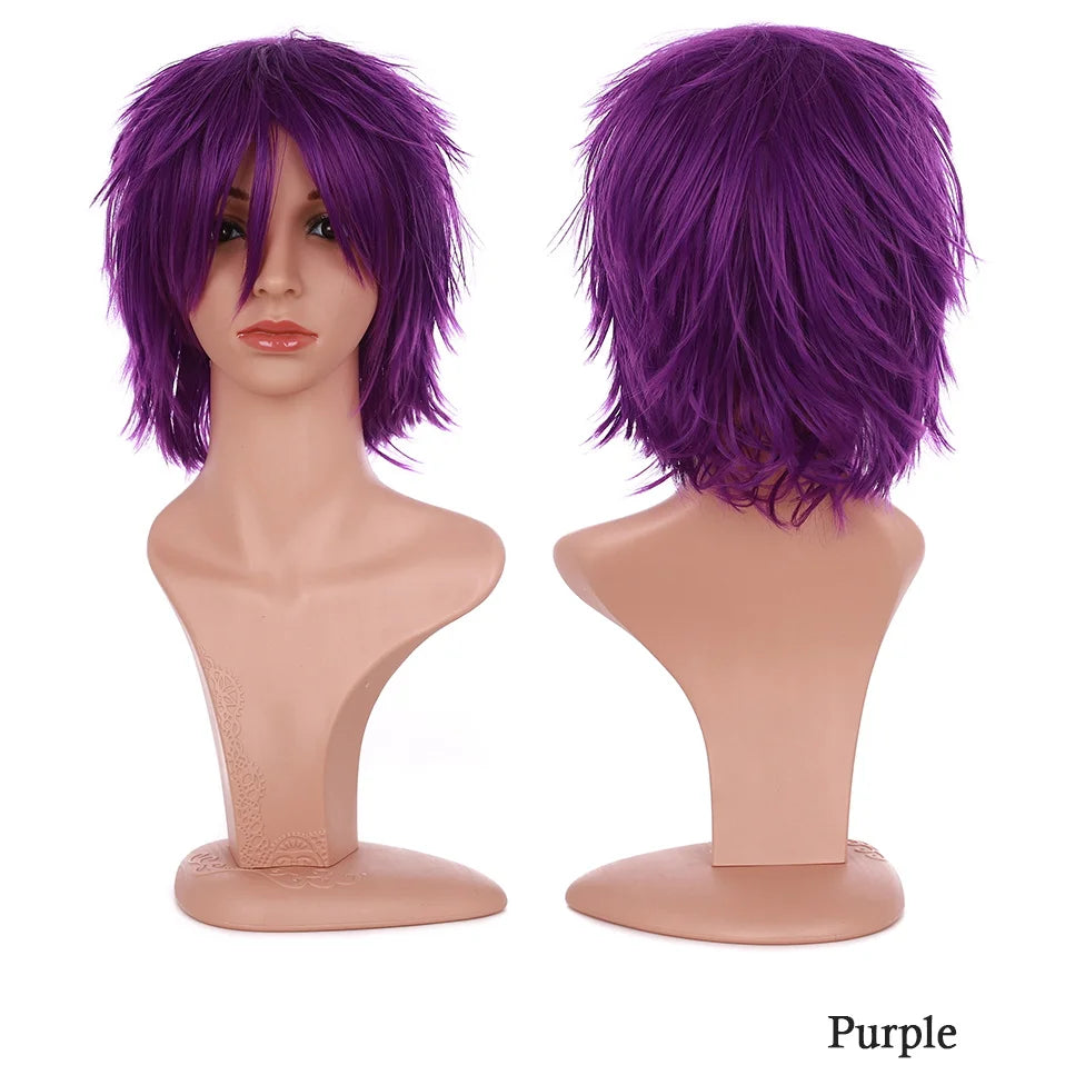 BENIHAIR Synthetic Wig Cosplay Wig White Red Green Blue Pink Yellow Hair Short Layered Wig Fake Hair Extension Men Women Party Wig
