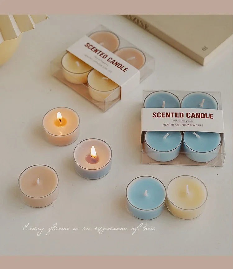 4pcs Handmade Tea Light Scented Candle Aromatherapy Soy Wax Candles Wedding Birthday Candle Party Home Decoration Photo Props