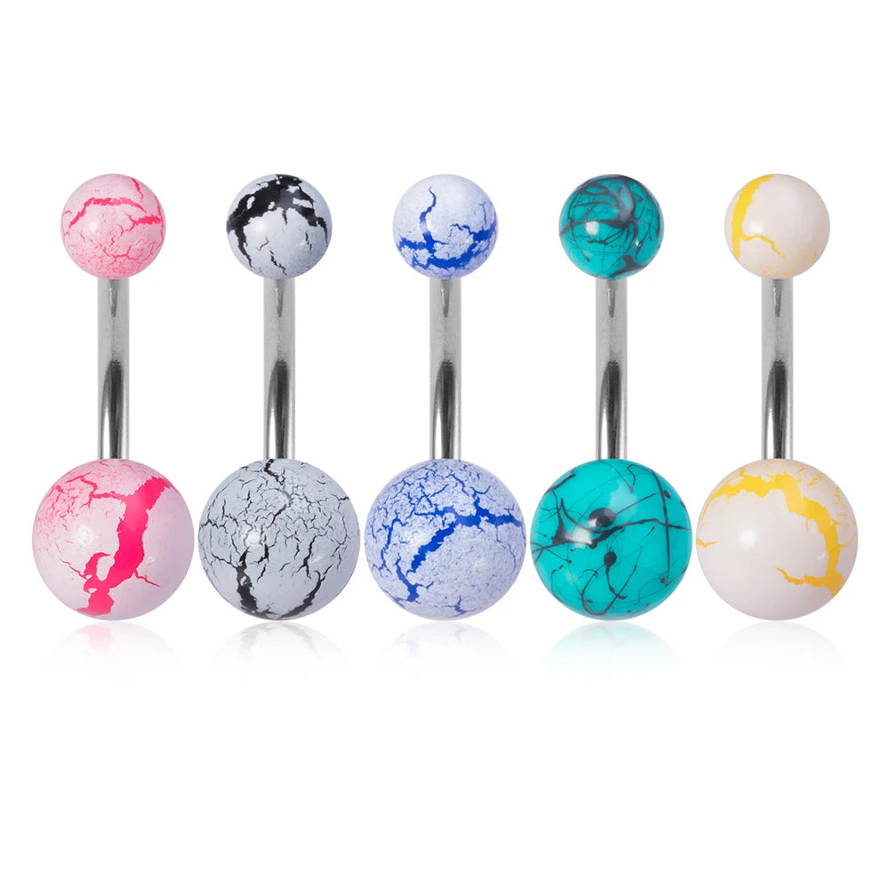 5Pcs 14G Navel Piercing Jewelry Set Sexy Colorful Acrylic Belly Piercing for Women 316L Surgical Steel Bar Belly Button Rings