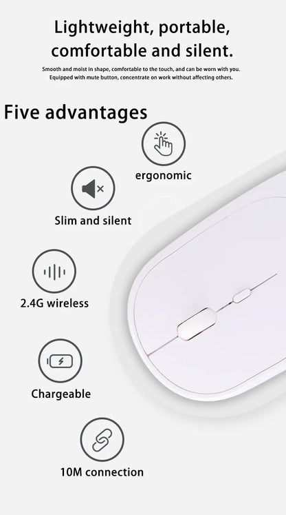 Xiaomi Wireless Mouse Bluetooth-compatible 2.4G Silent Mice Adjustable DPI Ergonomic Design USB Rechargeable Gaming Office Mouse