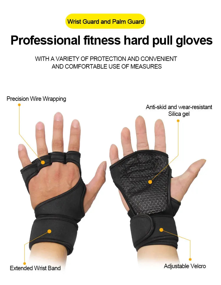 Guantes de entrenamiento deportivo para hombres y mujeres, guantes de entrenamiento, fitness, culturismo, levantamiento de pesas, gimnasio, guantes protectores de manos, muñecas y palmas.