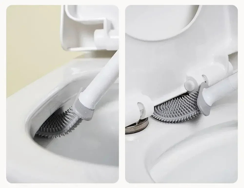 Wall Mounted Toilet Brush Replacement Long Handled Silicone Toilet Brushes Quick Drying Soft Bristles Toilet Bidet Bathroom Set