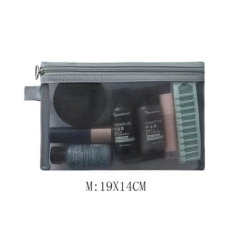 Women Mesh Cosmetic Bag Travel Storage Makeup Bag Organizer Female Make Up Pouch Zipper Clear Small Large Toiletry Beauty Case