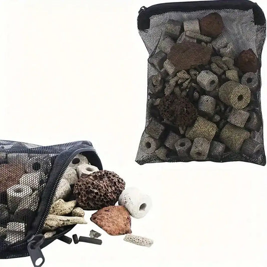 10pcs Black Mesh Filter Bags with Zippers for Aquarium Filtration Media Durable Breathable Keep Materials Organized