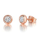 Classic Modern Cubic Zirconia Stud Earrings For Women Simple Rose Gold Color Women's Earing Accessories Fashion Jewelry E270