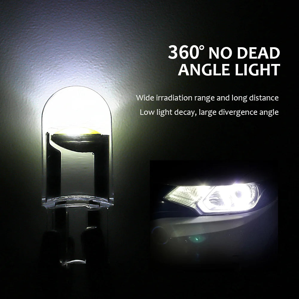 10Pcs T10 W5W 194 168 COB For Car LED burst Bulb Green Red 3000K 6000K Amber License Plate Lamp  Auto Dome Lights Canbus 12V 24V