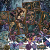 52-piece Gothic Midnight Garden Scrapbook Background Paper Pads Set with Stickers, Perfect for Arts Crafts, Holiday Party, Scrapbook