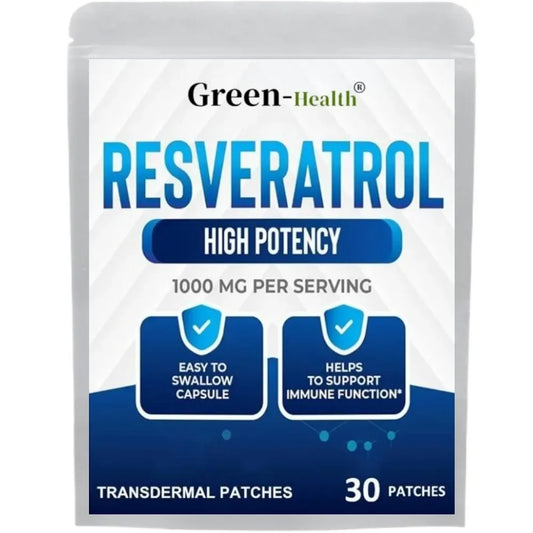 30 parches transdérmicos de resveratrol. Suplemento antioxidante que ayuda a reforzar el sistema inmunitario y el sistema antienvejecimiento.