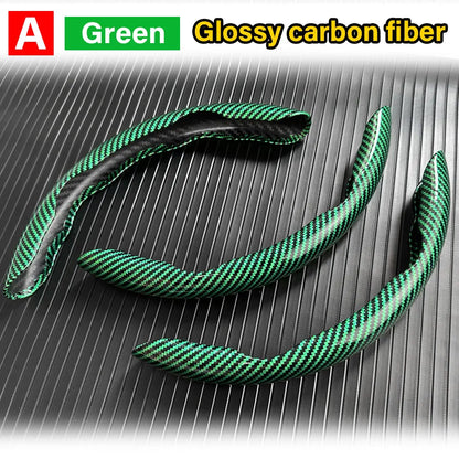 3PCS Carbon Fiber Car Round Steering Wheel Cover Non-Slip Steering Cover Protector Anti Dust Washable Interior Auto Accessories