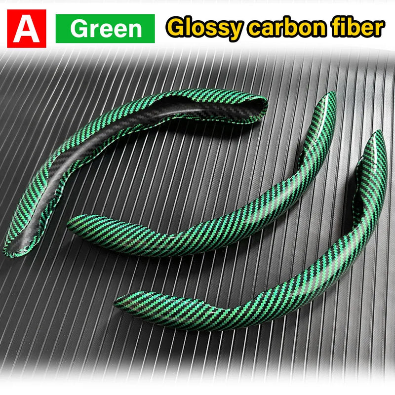 3PCS Carbon Fiber Car Round Steering Wheel Cover Non-Slip Steering Cover Protector Anti Dust Washable Interior Auto Accessories