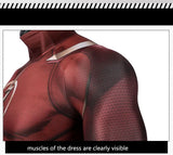 Red Barry Allen Cosplay Costume Adult Men Bodysuit Mask Full Set Halloween Zentai Suit Custom Made