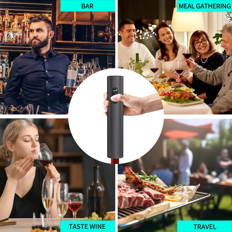 Electric Wine Bottle Opener Set Automatic Corkscrew with Aerator Pourer and Foil Cutter for Kitchen Bar Party Gifts Battery