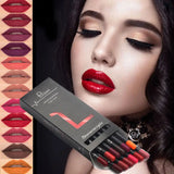12 Pçs/set Lápis À Prova D' Água Conjunto de Batom Caneta Matte Lip Liner Canetas de Maquiagem de Longa Duração Fácil de Usar Copo Antiaderente Kits de Cosméticos