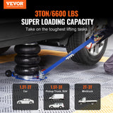 SucceBuy Air Jack 3 Ton Triple Bag Air Jack w/ Six Steel Pipes Pneumatic Jack w/ Adjustable Long Handles for Car Garage Repair