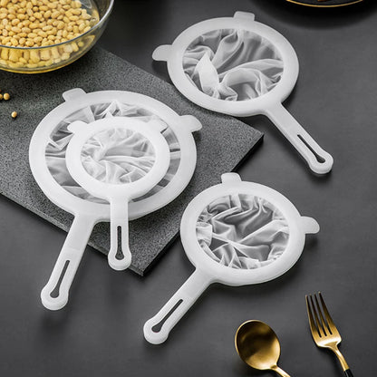 Filtro de cocina de malla 200, colador de malla fina, colador de nailon, cuchara de plástico para leche de soja, jugo, yogur, colador de alimentos, utensilios de cocina