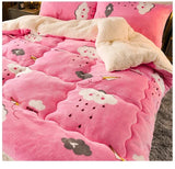 Plaid Super Thick Warm Blankets for Winter Autumn Milk Fleece Thicken Warmth Sleeping Blanket Soft Fluffy Comforter Quilt Duvet