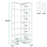 Tribesigns 7-Shelf Corner Bookshelf,Large Modern Corner Bookcase, 7-Tier Tall Corner Shelf Storage Display Rack with Metal Frame