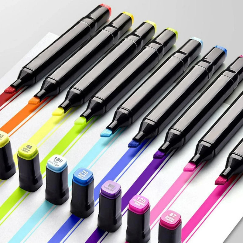 24/36/48/60/80/120/168 Colors Double Tip Permanent Art Marker pens for Drawing Painting Sketching Comics Design School Supplies