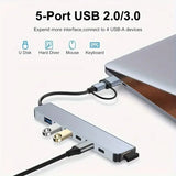8 In 2 USB HUB With Splitter Card Reader, USB C Port, USB 3.0 / 2.0, SD/TF Splitter Card Reader, Docking Station