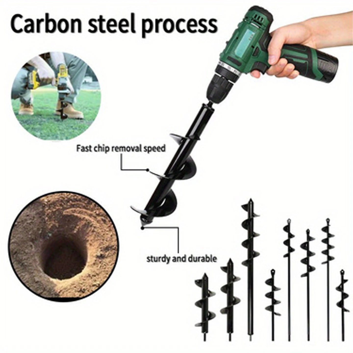 Garden loose soil twist dig pit planting tool alloy drill auger bit