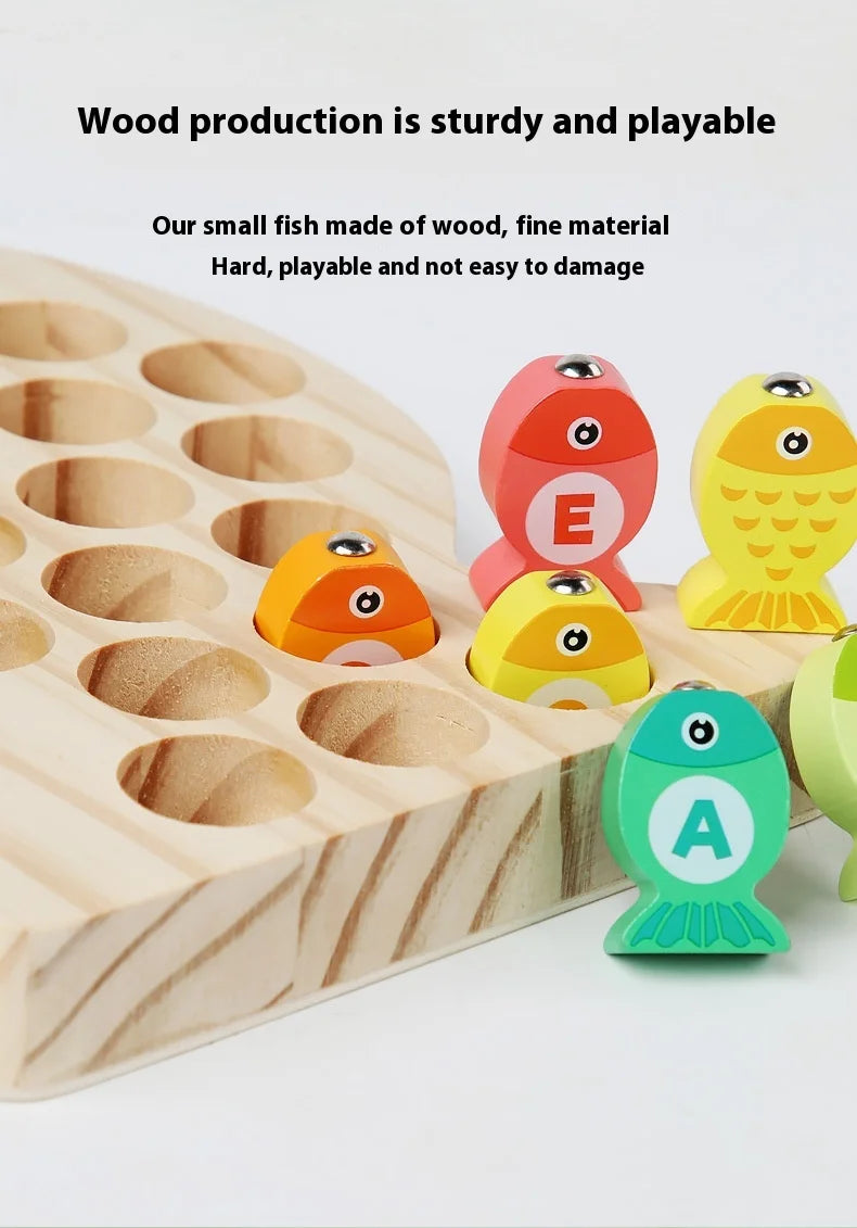 Wooden Children Fishing Toys Baby Early Education Toys Kids Ability Training Toy Montessori Education Fun Game Alphabet Learning