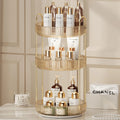 Organizador de maquillaje giratorio para tocador, organizador de 3 niveles para el cuidado de la piel, gran espacio de almacenamiento para encimera de baño, soporte transparente para cosméticos, tocador