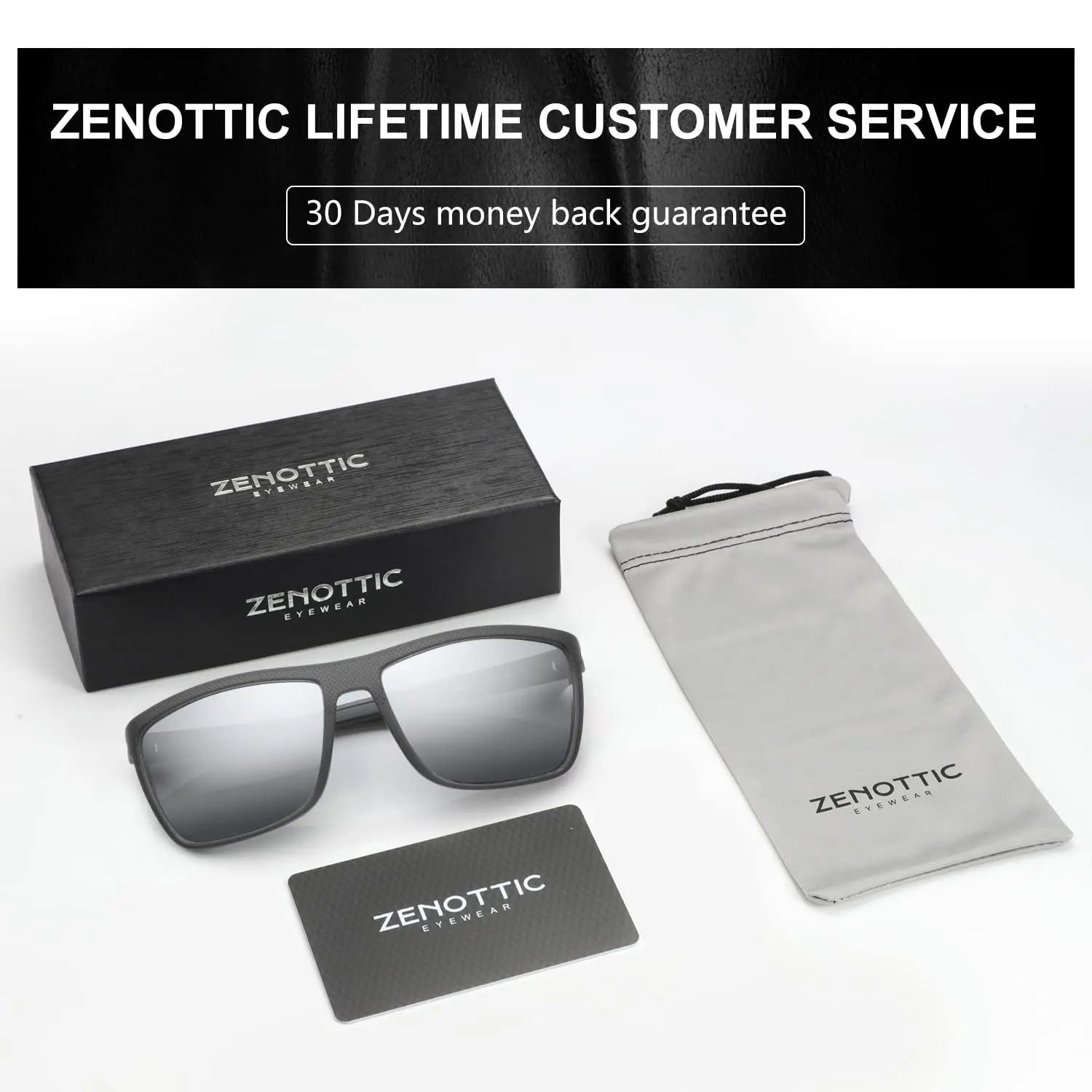 ZENOTTIC Polarized Sunglasses for Men Shades Lightweight TR90 Frame UV400 Protection Square Outdoor Travel Driving Sun Glasses