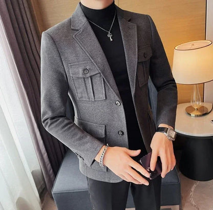 Plus Big Size Oversize Man Suits and Blazers Single Breasted Coats Gray Jacket for Men High Quality Fashion 2024 Menswear