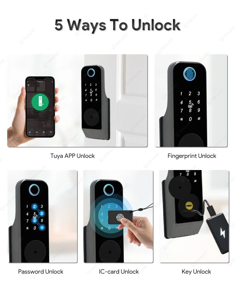 Fingerprint Lock Waterproof Tuya Wifi Remote Control Bluetooth TTLock App Mechanical Electronic Smart Door Lock For home
