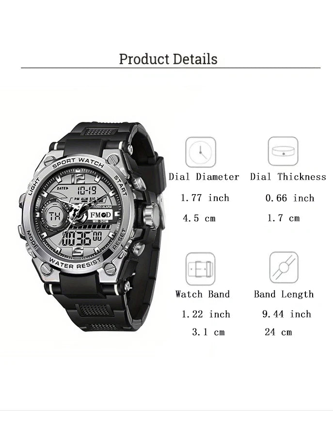 Men Military Digital Waterproof Wristwatch LED Quartz Clock Sport Watch