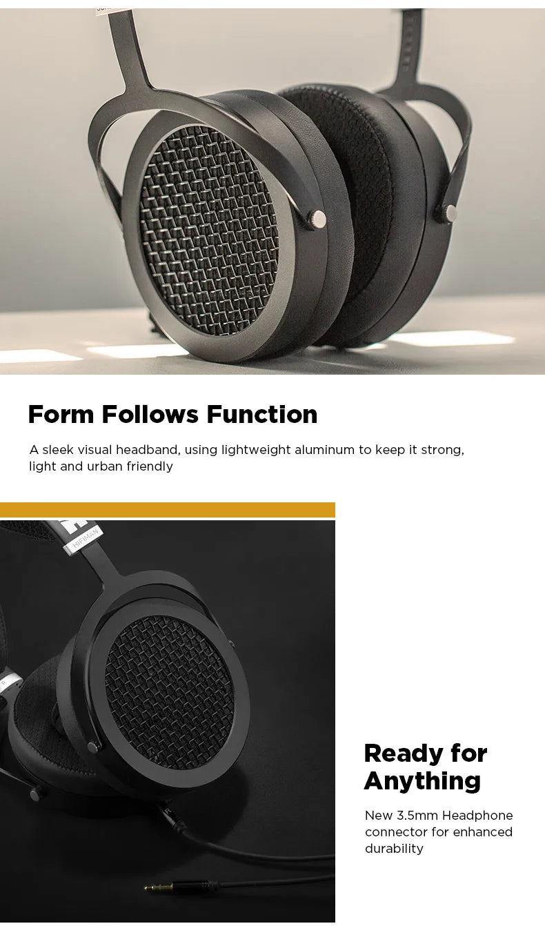 HIFIMAN SUNDARA Over-Ear Full-Size Planar Magnetic Headphones (Black) with High Fidelity Design Metal Casing
