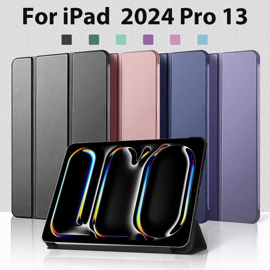 For iPad Pro 13 11 inch 2024 M2 Case Magnetic PU Leather Smart Shockproof Cover For iPad 2024 New Foldable Protective Case